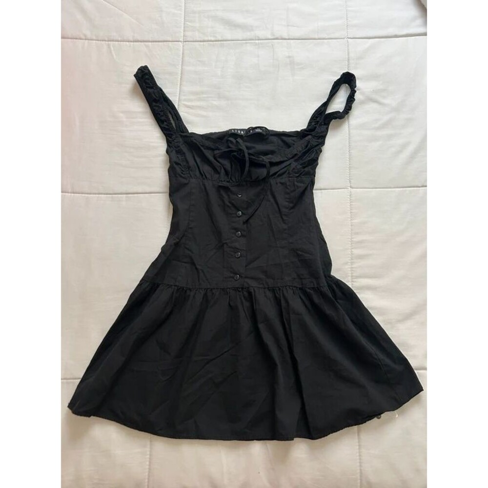 Lioness Heart Shaped Cotton Mini Dress in Black - Size XS